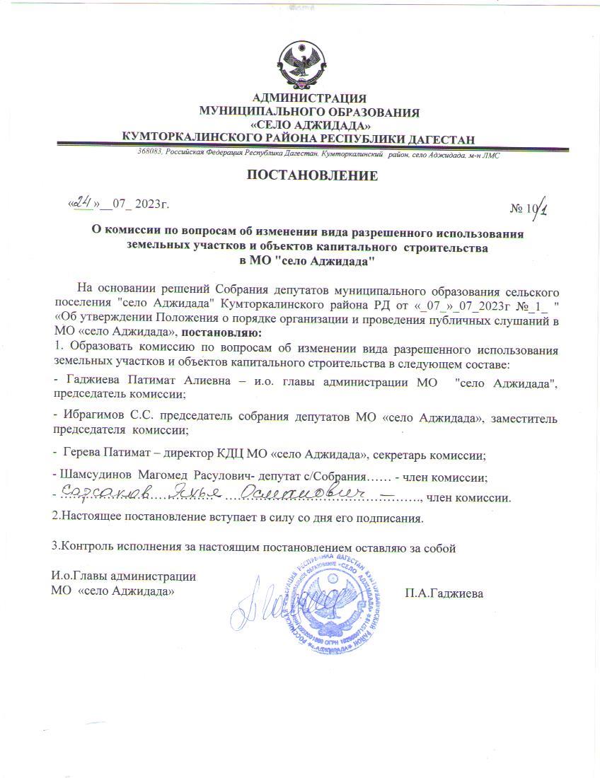 Постановление об изменении вида разрешенного использования зем.участка.